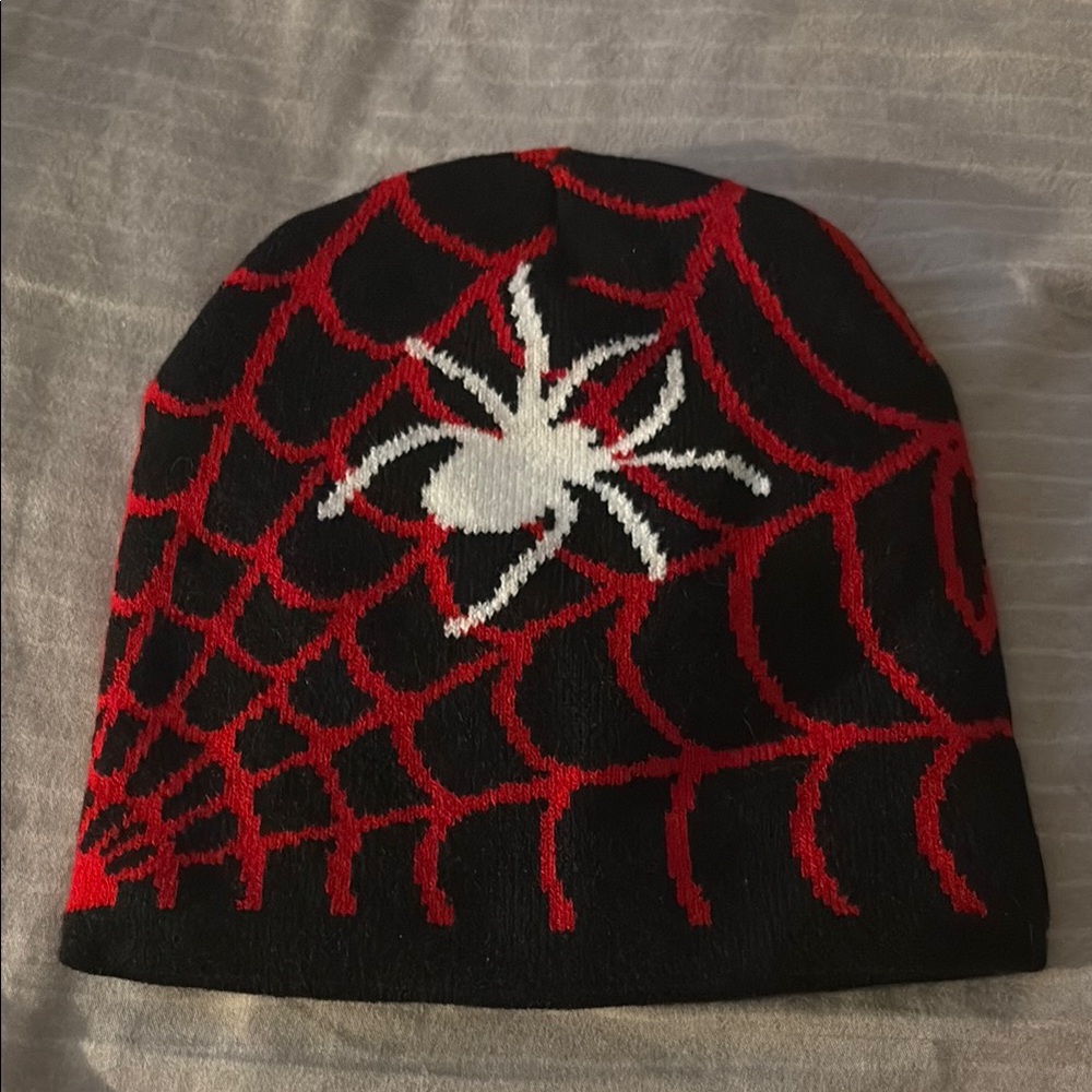 SHEIN Black and Red Spider Web Kids Hat